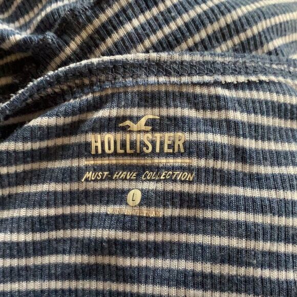 Hollister blue/white stripe stretch ribbed tank, L - Picture 5 of 5